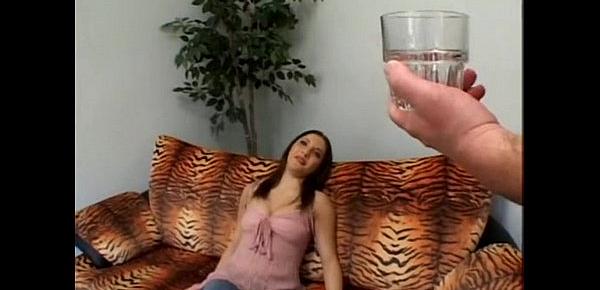  Karina Kay drink cum from a glass